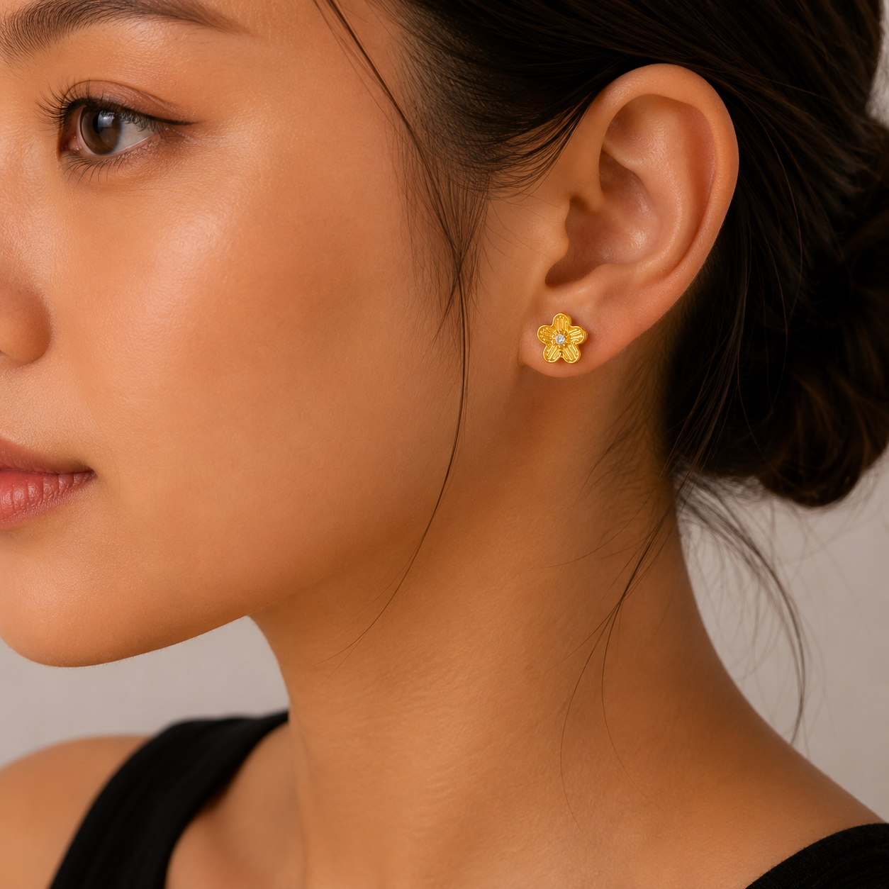 Golden Crystal Bloom Studs