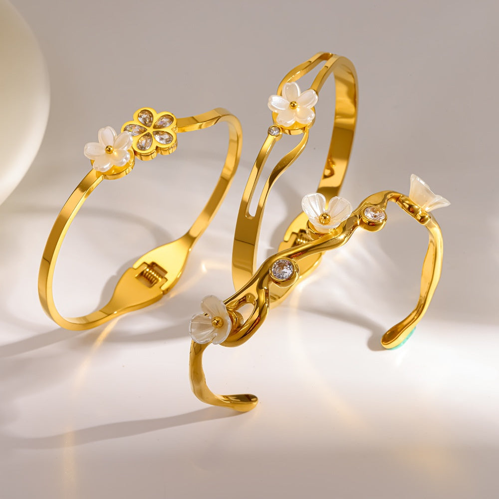 Golden Dual Floral Bangle
