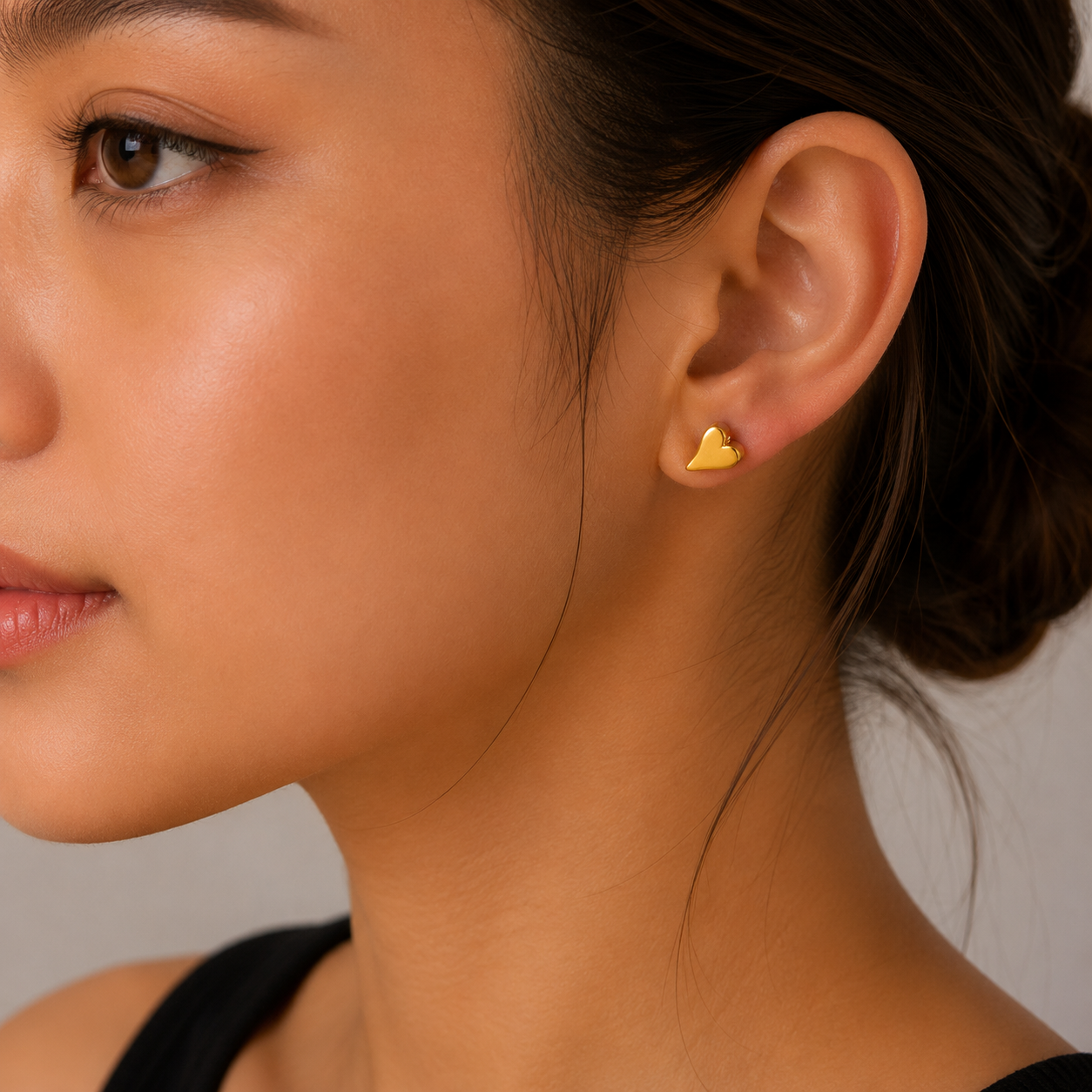 Golden Mini Heart Studs