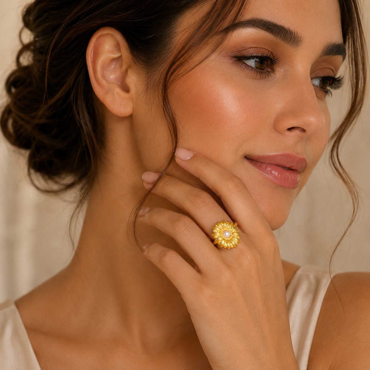 Sunflower Pearl Ring