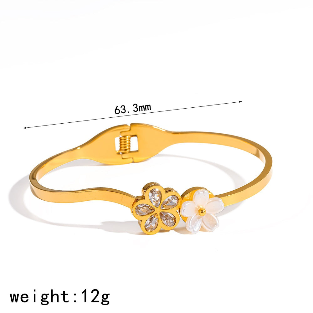 Golden Dual Floral Bangle