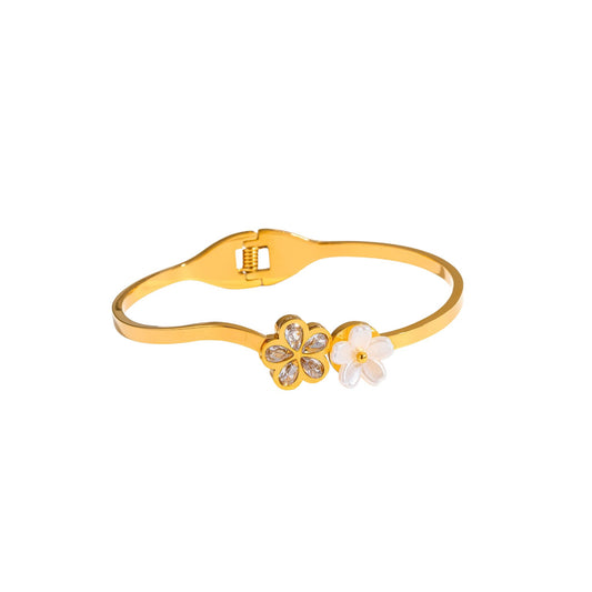 Golden Dual Floral Bangle