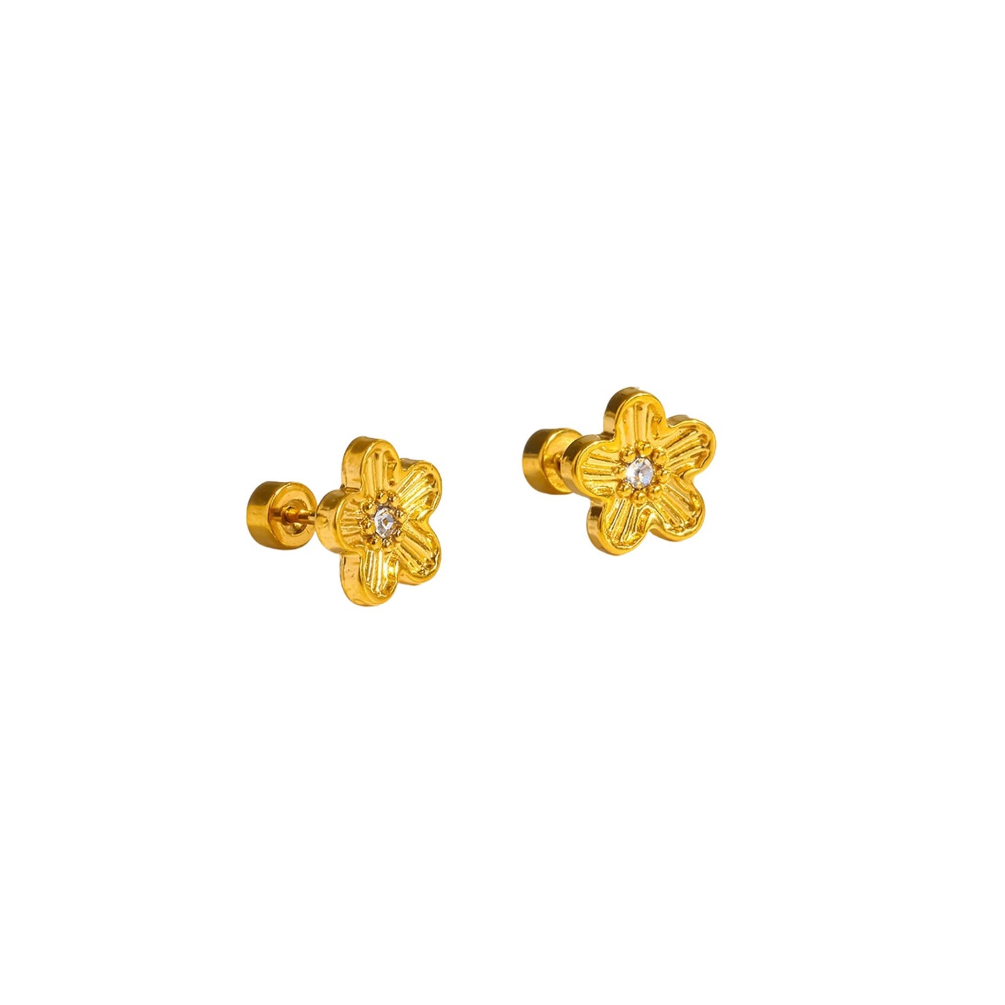 Golden Crystal Bloom Studs